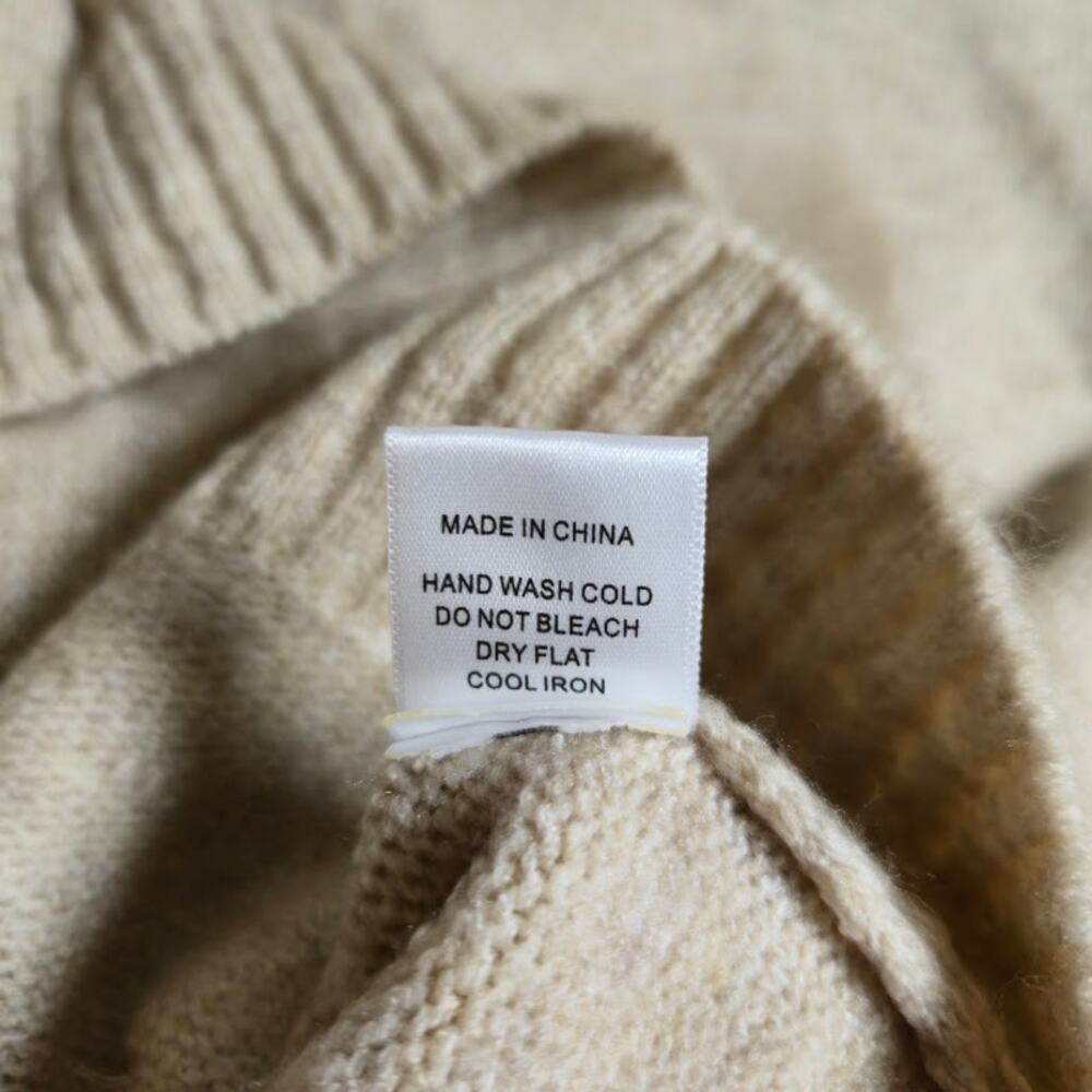 Vine & Love Womens Pullover Sweater Size Large Tan Pom Pom Preppy Coquette - Picture 9 of 9
